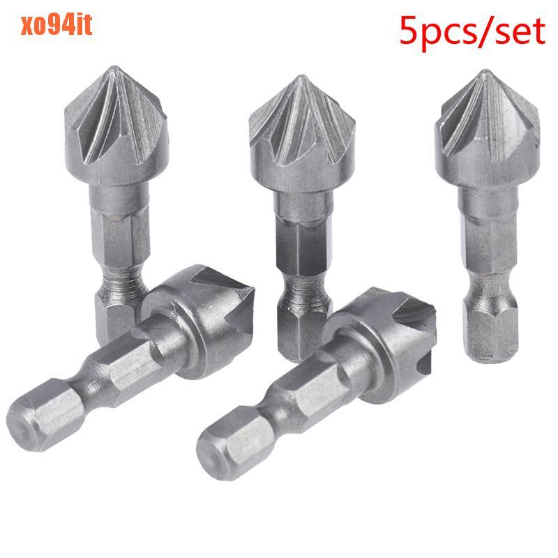 90° Countersink Drill Chamfer Bit 1/4" Hex Carpentry Angle Point Bevel Cu