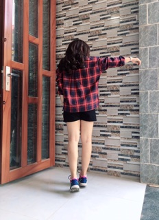 Áo sơ mi oversize caro đỏ