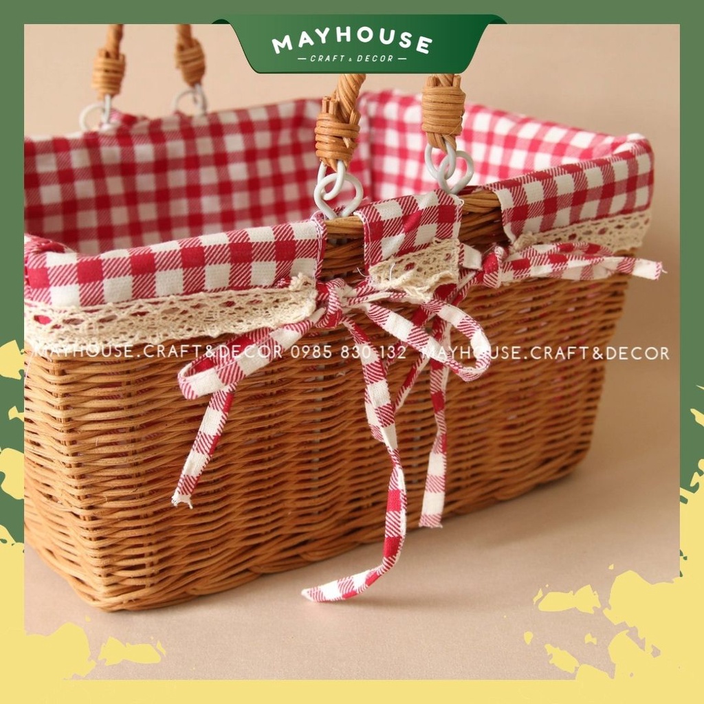 Giỏ Mây Picnic, kèm lót, Giá Rẻ T12, XƯỞNG MAYHOUSE, Đan Kỹ Bền, Giỏ Mây Phụ kiện Chụp ảnh Decor trang trí nhà | BigBuy360 - bigbuy360.vn