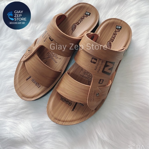 [Quà tặng người thân] Dép da nâu cao cấp nam, Đế Cao Su Đúc Nguyên Khối  size 38-42
