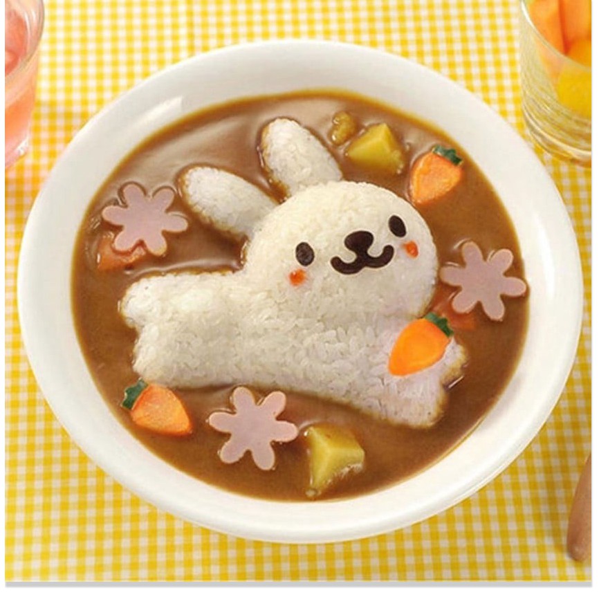 Khuôn ép cơm bento hình thú cá heo, hoa, thỏ cho bé ăn dặm hàng xuất Nhật