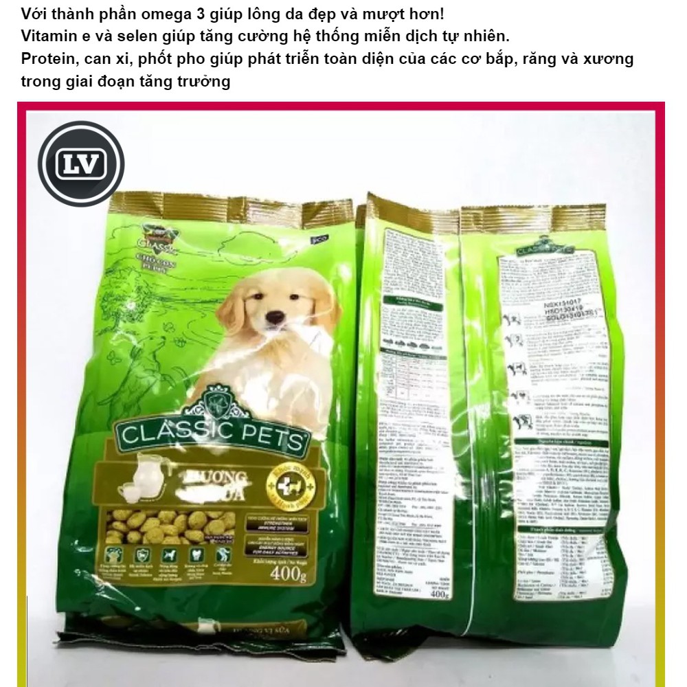 Thức ăn khô dành cho chó con vị sữa CLASSIC PETS 400g