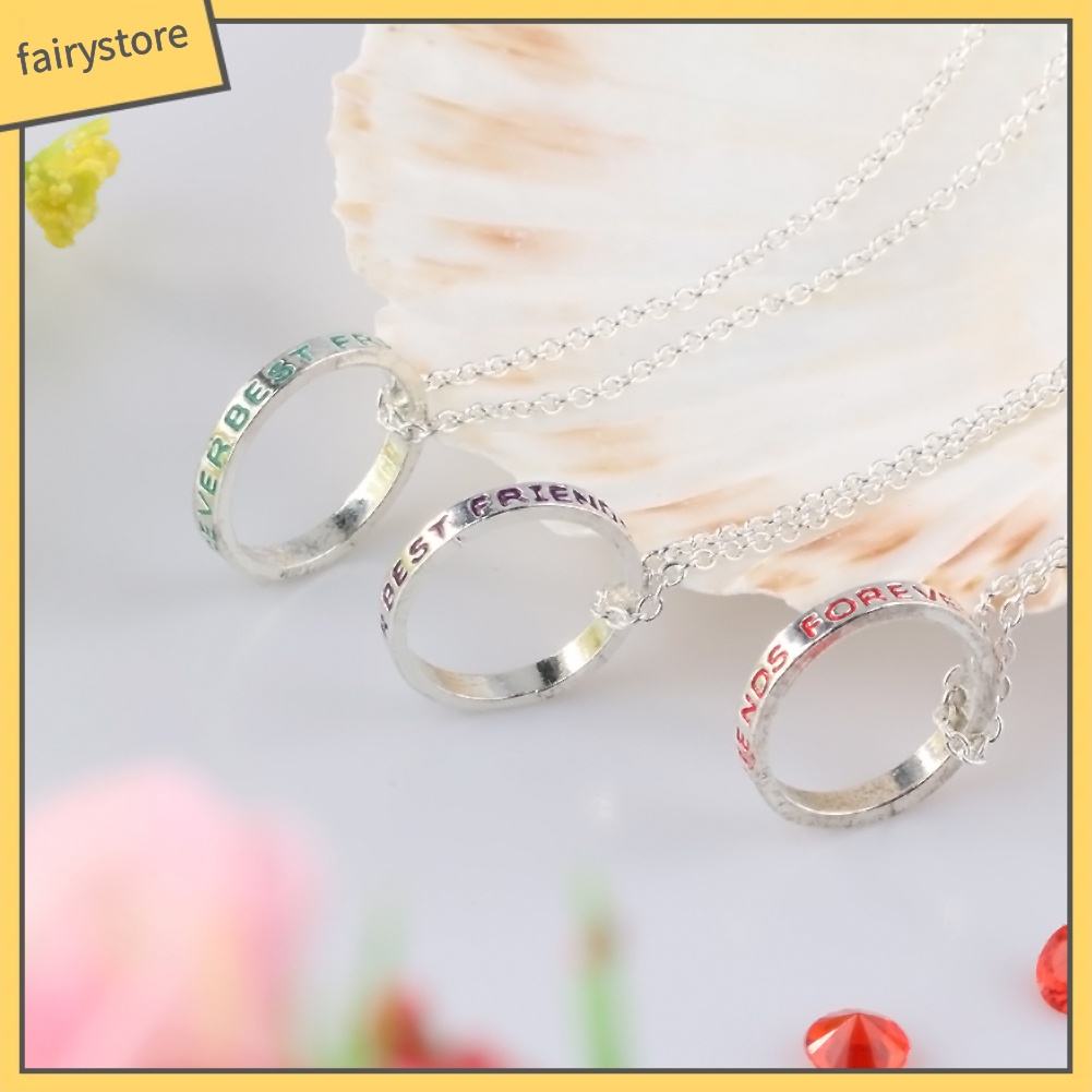 Set 3 Dây Chuyền Mặt Nhẫn Khắc Chữ Best Friends Cho Bạn Thân