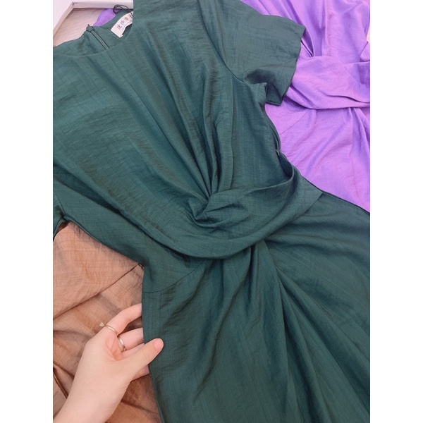 Váy đũi xoắn eo xẻ tà 3 màu cho nữ