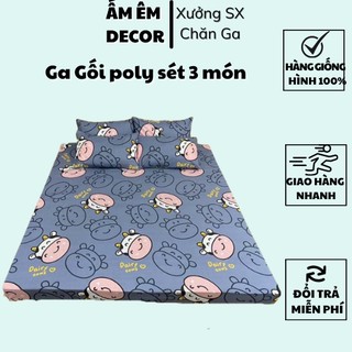 [HÀNG ĐẸP] Ga Trải Giường , drap trải giường Poly Cotton M6/M8 Nhiều Mẫu Tùy Chọn - Bộ ga chun kèm 2 vỏ gối poly cotton
