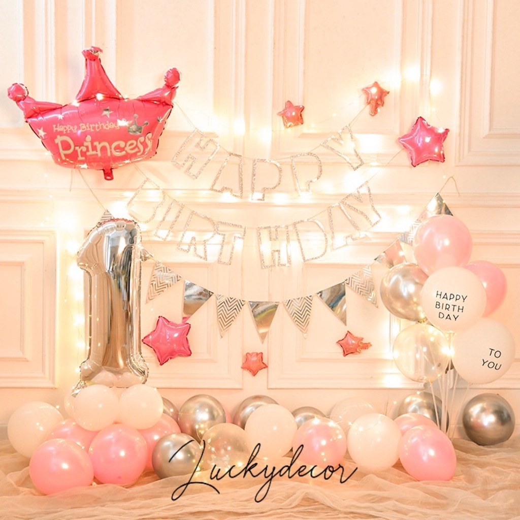 Set sinh nhật, set trang trí sinh nhật Happy Birthday, bóng bay trang trí sinh nhật HN89