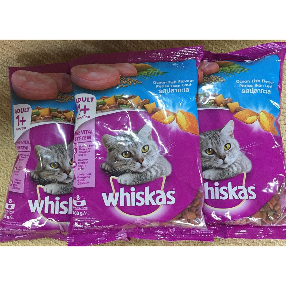 Hạt Whiskas thức ăn cho mèo con, mèo trưởng thành gói 400g - Jpet shop