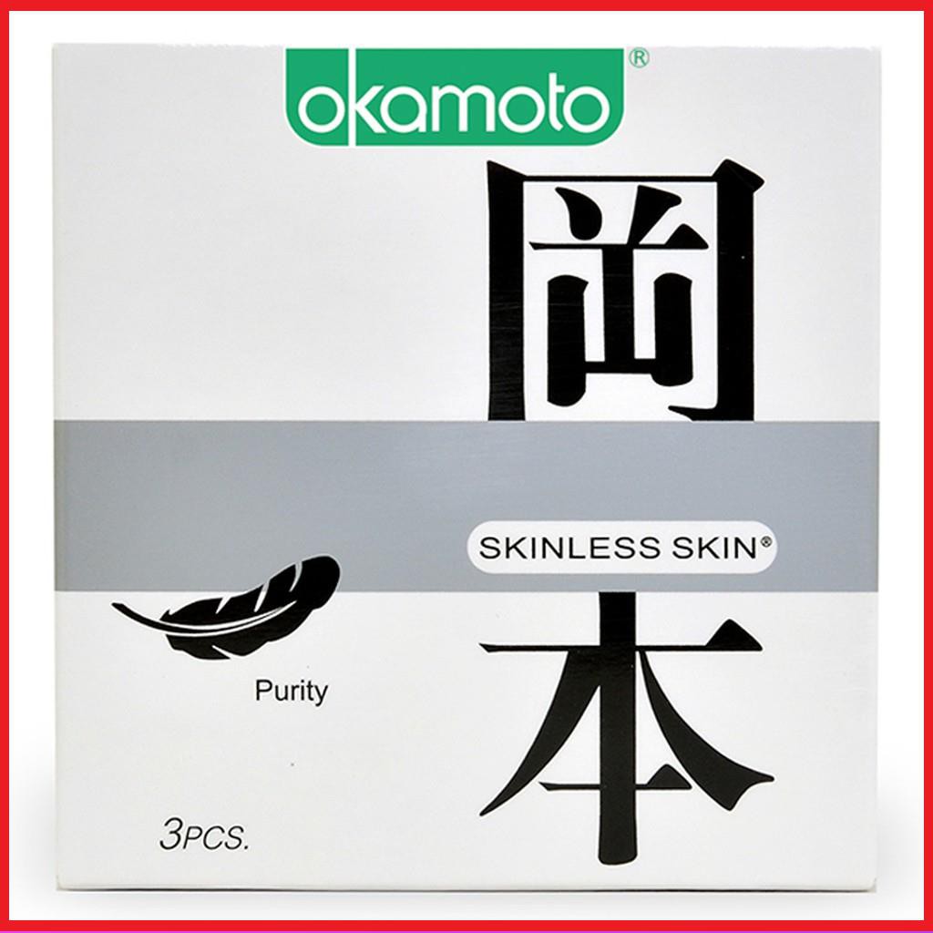 [BCS CHÍNH HÃNG] Bao Cao Su Okamoto Skinless Skin Purity Không Mùi Tinh Khiết Hộp 3 Cái