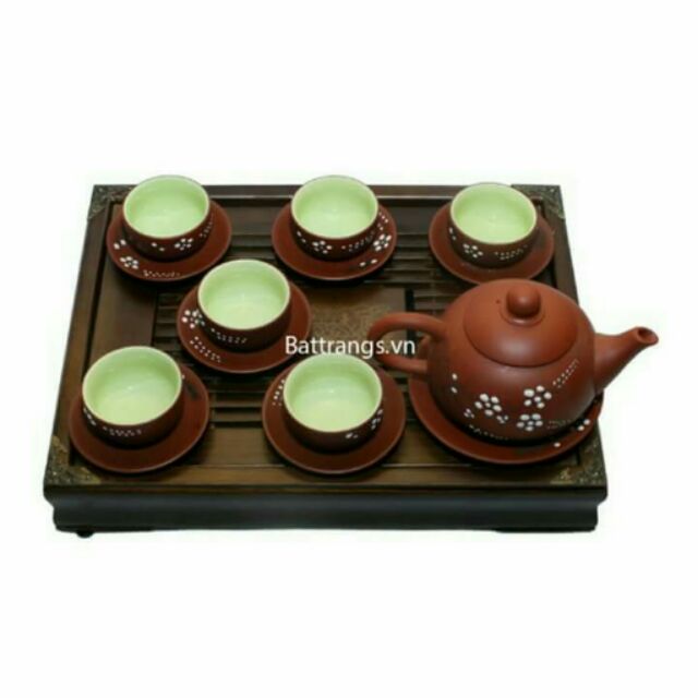 Bộ ấm trà bát tràng hoa đào