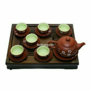 Bộ ấm trà bát tràng hoa đào