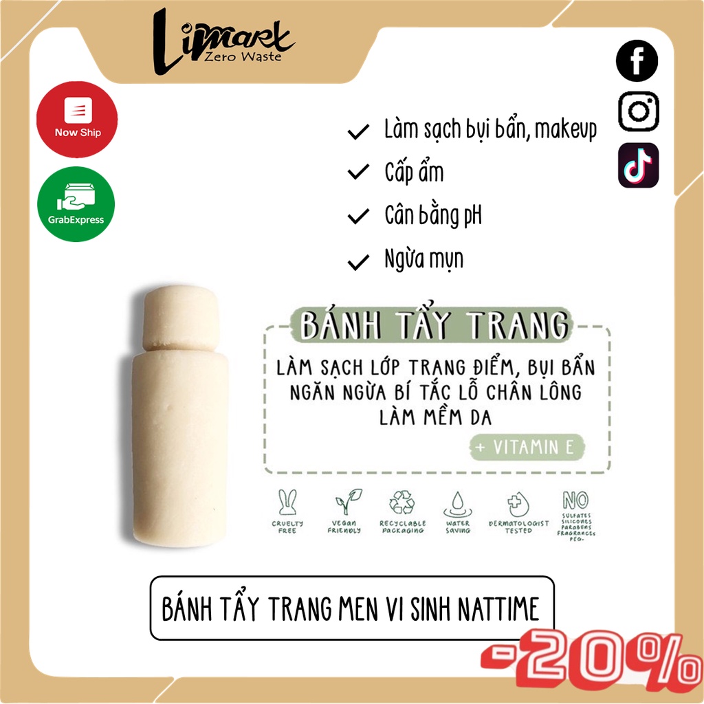 Bánh Tẩy Trang Nattime Men Vi Sinh