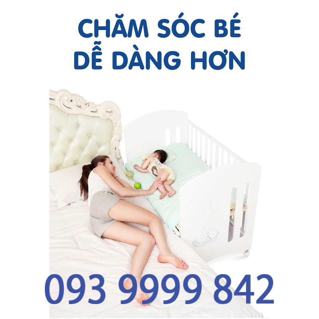 Nôi cũi UMOO 3 chức năng cho bé - Bập bênh - Hạ sàn - Đẩy UM0861