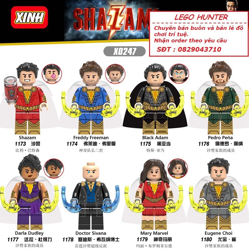 Lego Minifigures Superheroes DC Shazam Black Adam Freddy Freeman Pedro Pena Darla Dudley Doctor Sivana Mary Marvel X0247