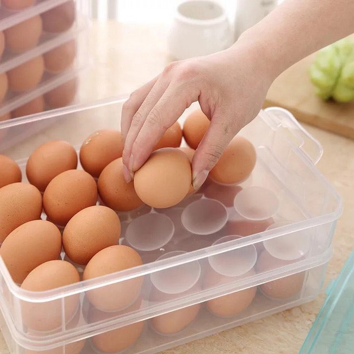 Bộ khay đựng trứng 2 tầng 40 quả nhựa dẻo chịu nhiệt cao cấp