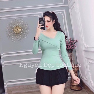 Áo thun kiểu lệch vai tay dài