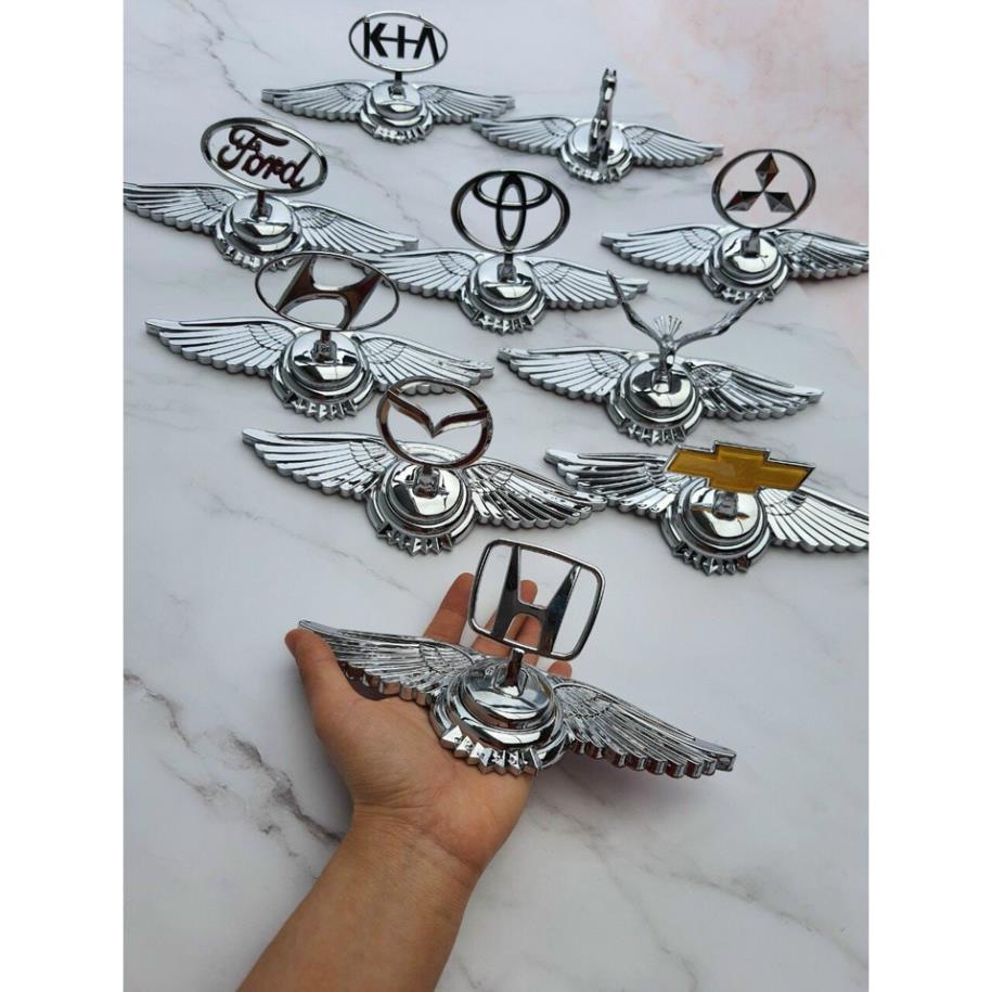Logo mui ô tô cánh chim 2 màu VÀNG BẠC loại lớn dán nắp capo đủ hãng xe hơi DÒNG CAO CẤP PHỦ BÓNG