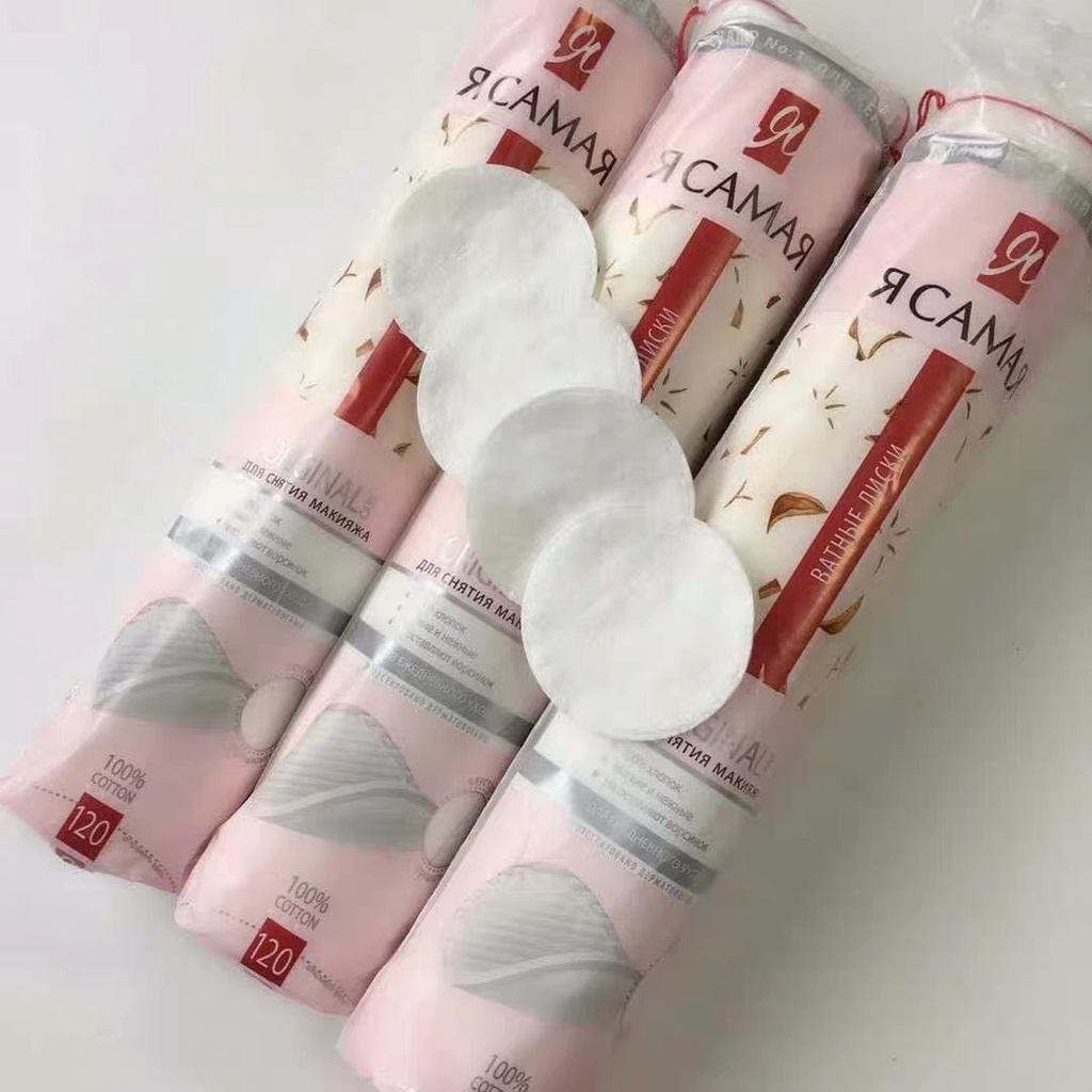 Bông Tẩy Trang RCAMAR Nga 120 miếng và Miniso 180 miếng