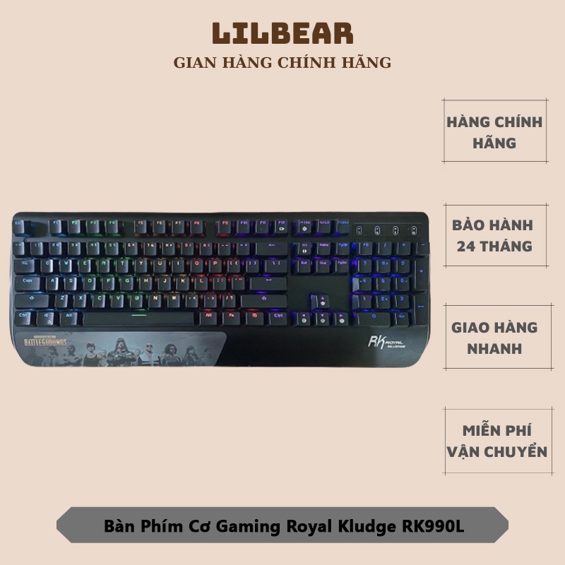 Bàn Phím Cơ Gaming Royal Kludge RK990L Có Kê Tay PUBG Siêu Bền