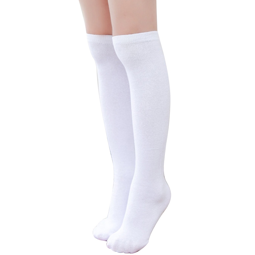 1 Đôi Tất Đầu Gối Màu Trơn Co Giãn Thoải Mái Cho Bé Gái
