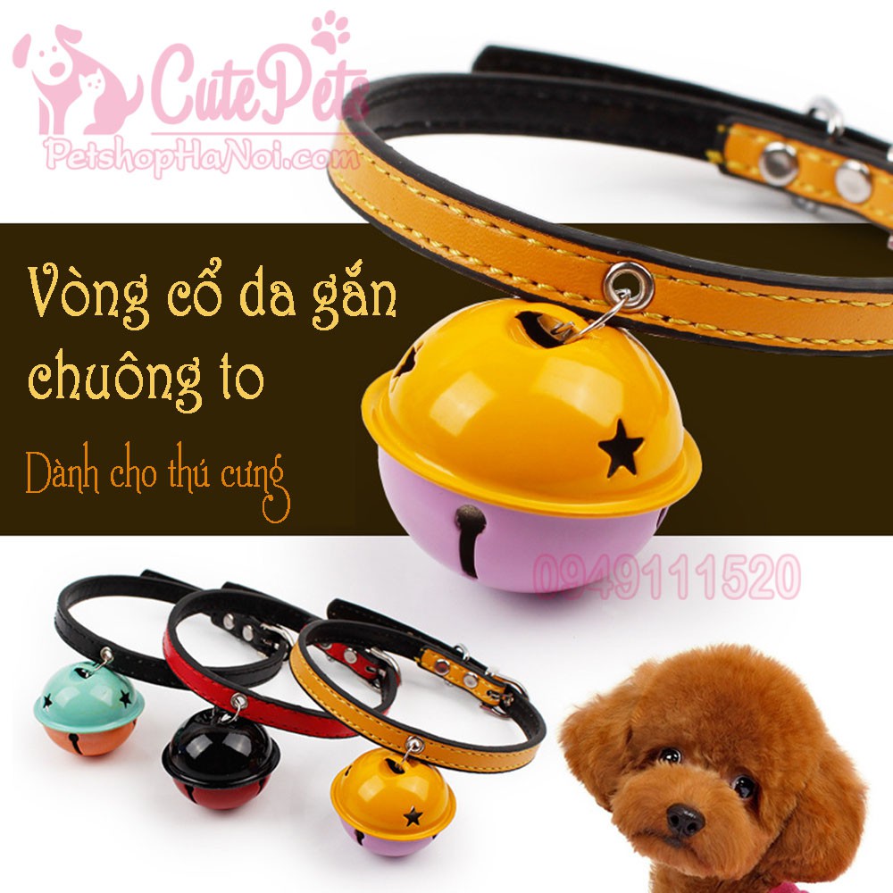 Vòng cổ da chuông Doremon - CutePets Phụ kiện chó mèo Pet shop Hà Nội