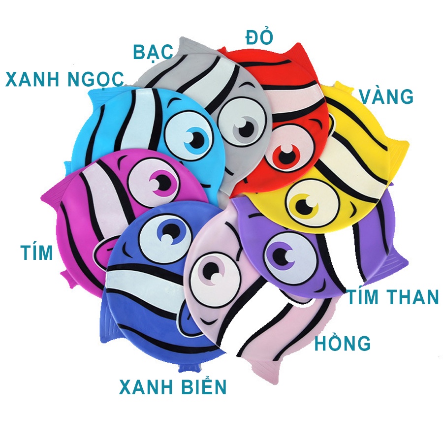 Nón Mũ Bơi Cao Cấp phù hợp cho cả Bé trai và Bé gái, chất liệu Silicone