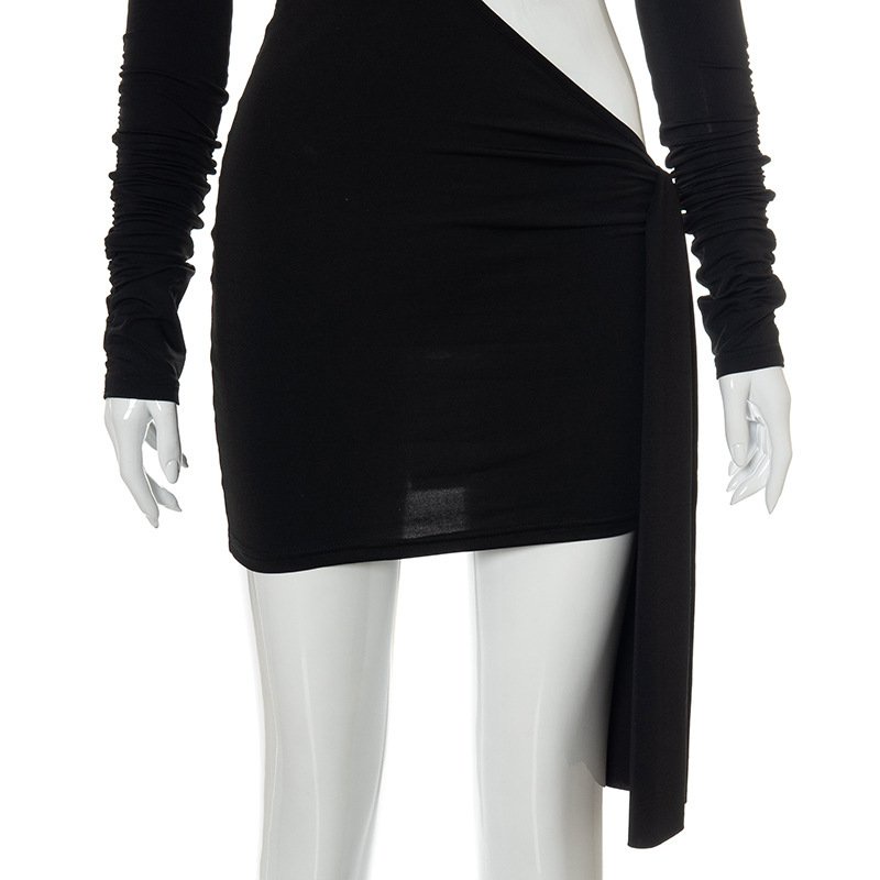 DUNEA Đầm Tay Dài Phối Ruy Băng Thiết Kế Độc Đáo Quyến Rũ Cho Nữ