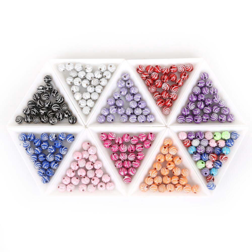 Bộ 100 hạt xỏ lỗ tròn bằng Acrylic 8mm dùng để làm trang sức thủ công