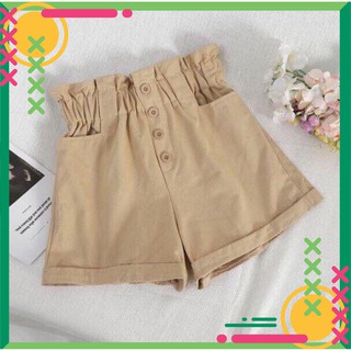 Xả kho 15Q25B1 Quần sọt kaki lưng thun phối nút kute, không có vàng xả kho