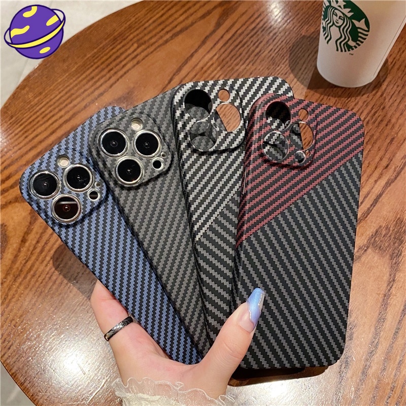 Ốp Điện Thoại PC Cứng Chống Sốc Họa Tiết Sợi Carbon Sang Trọng Cho IPhone 13 11 12 Pro Max XR X XS 7 8 Plus