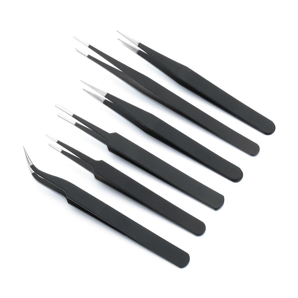 Set 6 Nhíp Gắp ESD Bằng Thép Không Gỉ Chống Tĩnh Điện DIY