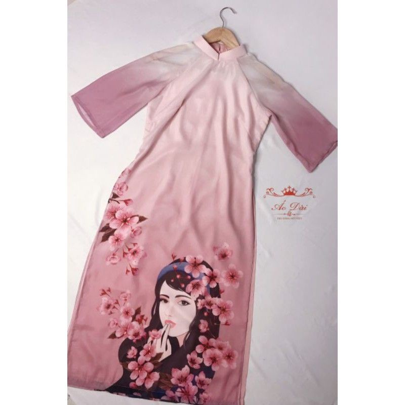 Áo Dài Cách Tân Tơ Óng 4 Tà Cao Cấp Xinh Sang Chảnh.