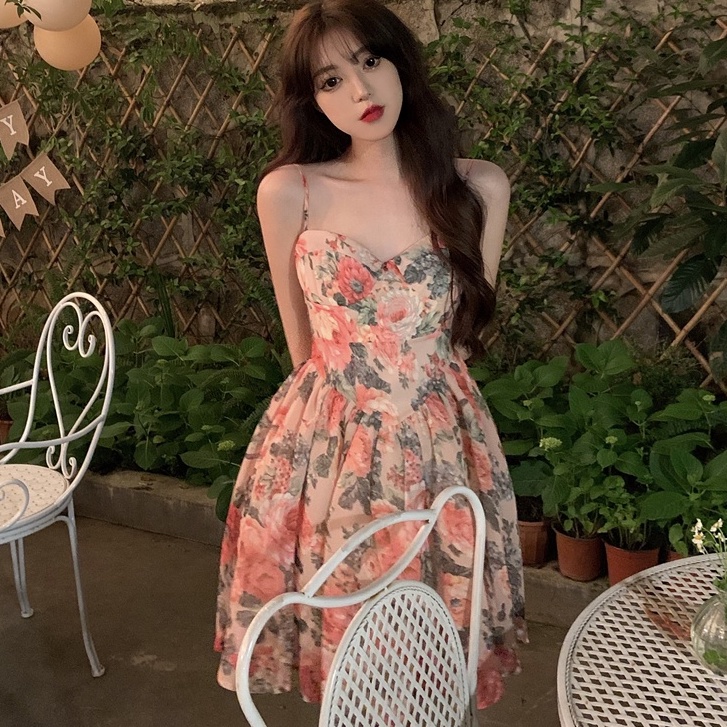 Đầm Công Chúa Mùa Hè Họa Tiết Hoa Chất Lượng Cao Phong Cách Công Chúa Mùa Hè Mới Cho Nữ