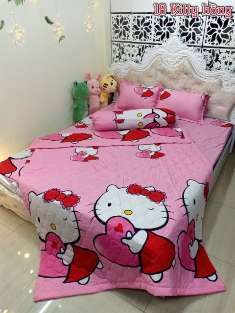 Bộ chăn ga gối cottong poly 5 món sẵn hàng