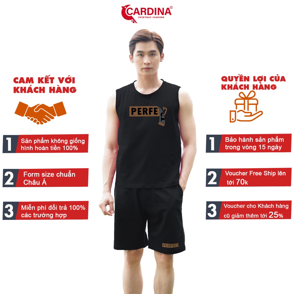 Đồ Bộ Nam 𝐂𝐀𝐑𝐃𝐈𝐍𝐀 Chất Cotton Cao Cấp Áo Sát Nách In Chữ Kiểu Dáng Thể Thao 2CM08