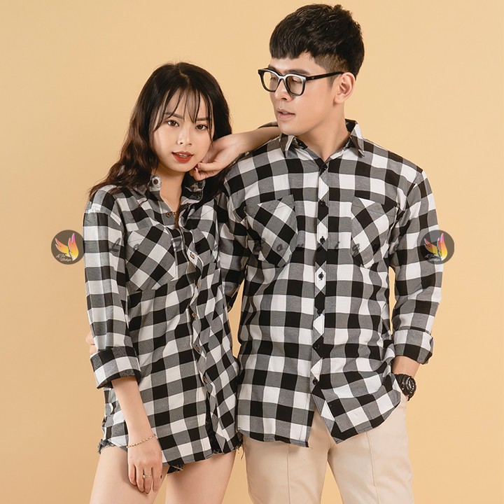 Áo Sơ Mi Đôi Nam Nữ/ Unisex Kẻ Caro - SMT08-T