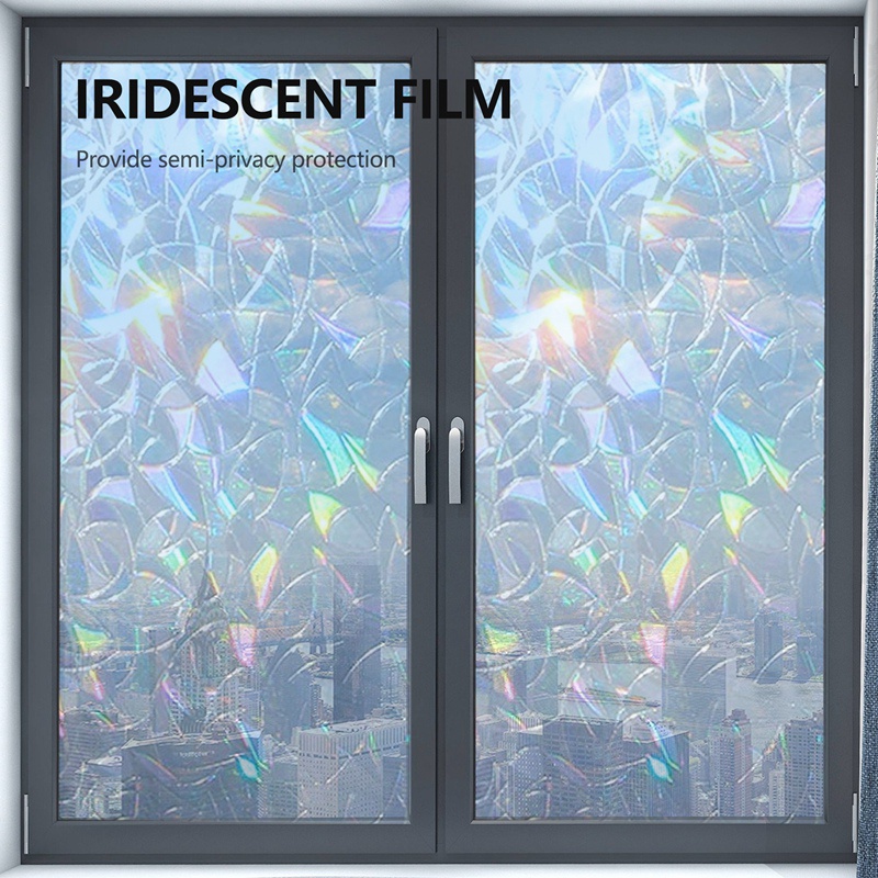 Miếng Dán Cửa Kính 3D Màu Cầu Vồng Phản Quang Giữ Riêng Tư Tiện Dụng