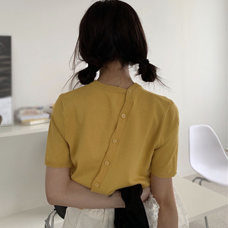 Áo Cardigan Tay Ngắn Màu Trơn