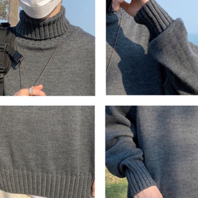 Áo Sweater cổ cao nam dáng rộng màu trơn thời trang Hàn Quốc cho fashion simple áo len unisex bigsize áo sweater form rộng trơn