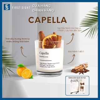 Nến thơm Capella handmade hương Bergamot và quế First Sight Candles tinh dầu cao cấp không khói hũ 170gr