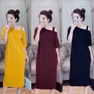 Váy lệch vai cotton