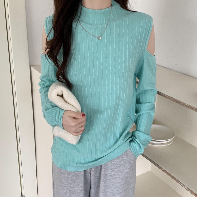 Áo len tay dài trễ vai phong cách Hàn Quốc mới cho nữ