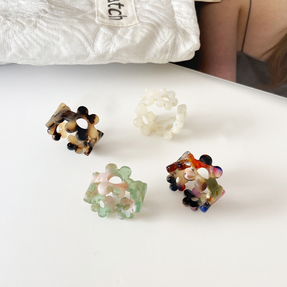iF YOU Nhẫn Nhựa Resin Hình Hoa Nhiều Màu Thời Trang Hàn Quốc Cho Nữ