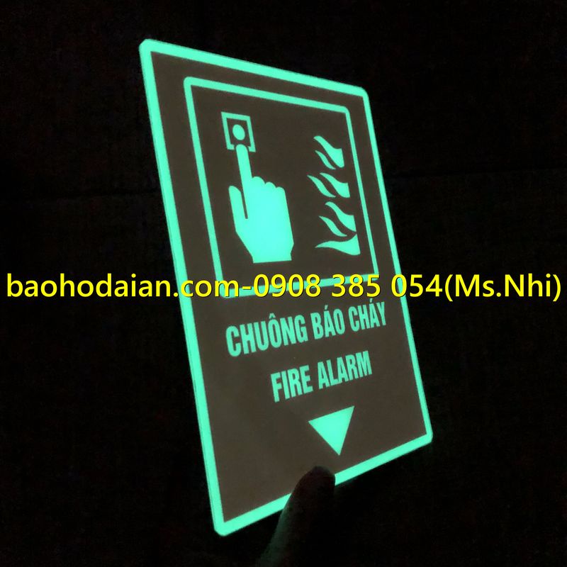 Biển dạ quang chuông báo cháy KT 15x20cm- fire alarm