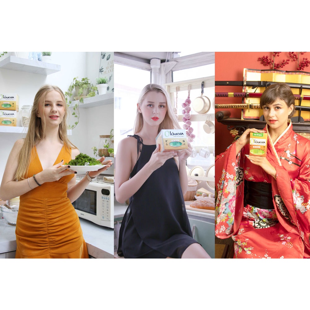 Rong Nho Okinawa Hộp 18 gói Và 2 Chai Sốt Mè Thơm Ngon Chính Hãng