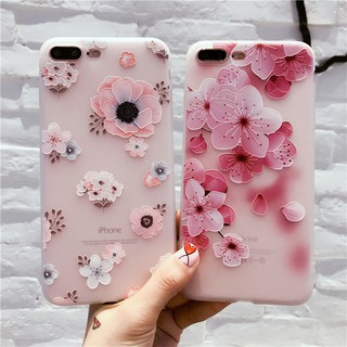 ốp iPhone X Xs Max XR Case Soft Floral Peach Blossom 3D Relief TPU Cover