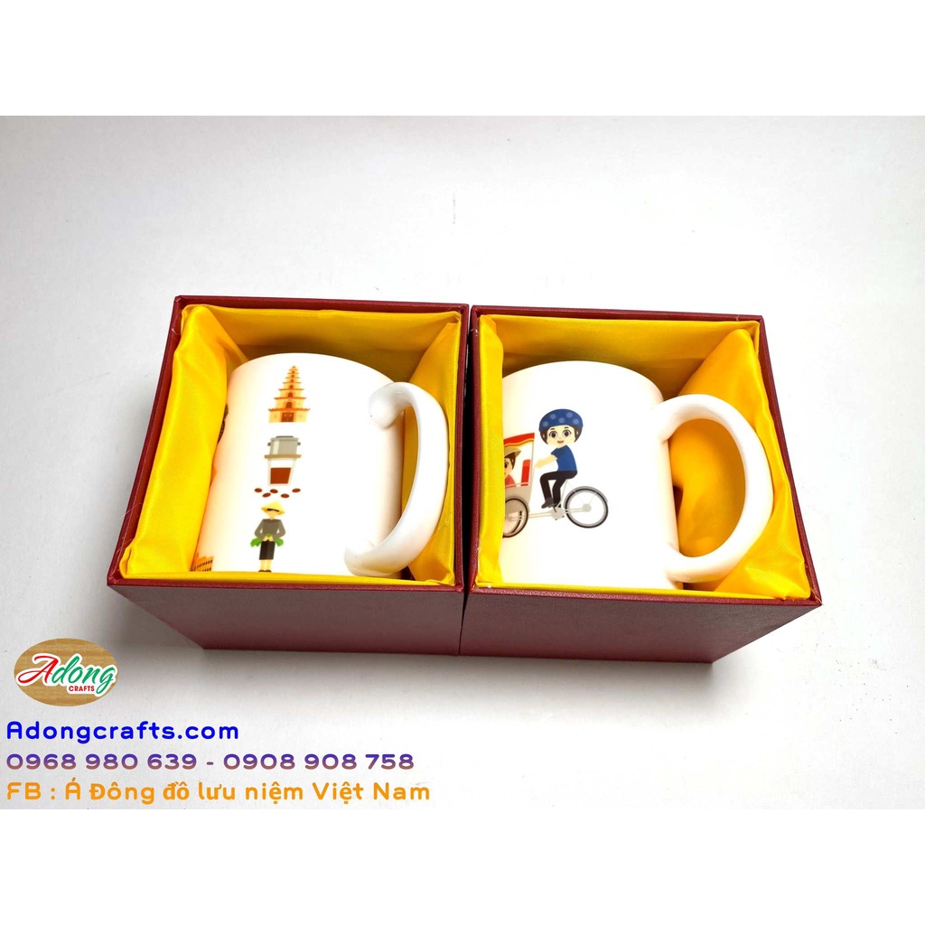 Ly sứ hình VIệt Nam hộp cao cấp làm quà tặng. - kHông sợ bể vỡ - Quà tặng lưu niệm Việt Nam