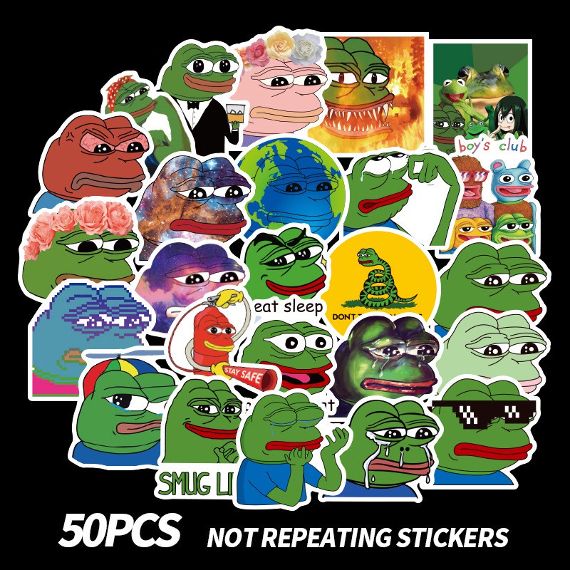 Bộ 50 Sticker Chống Thấm Nước Hình Con Ếch Hoạt Hình