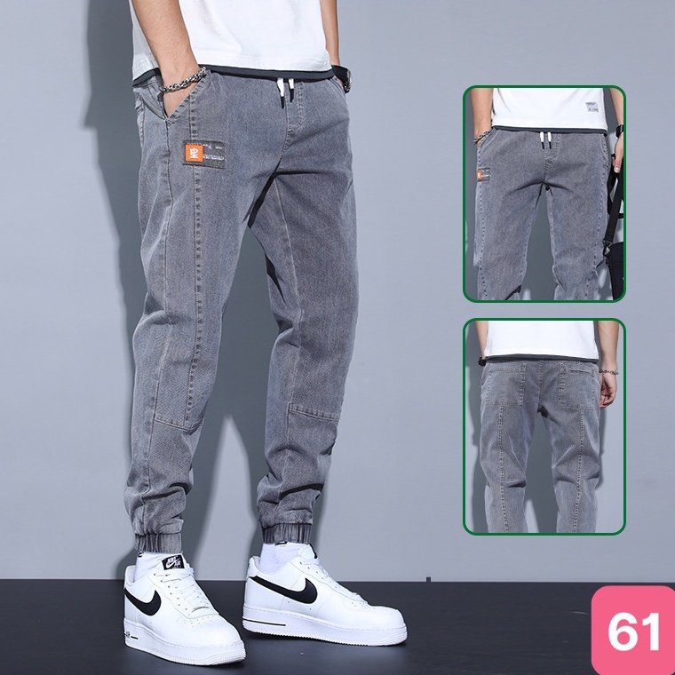 Quần jpgger nam màu xám không rách gối chất bò cao cấp co dãn 4 chiều cực đẹp, quần rin nam QDJ061 Nhiều mẫu mới