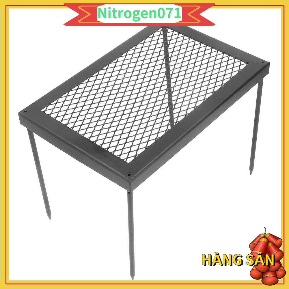 Nitrogen071 Bàn nướng ngoài trời sắt lưới hình tứ giác Đĩa gấp để cắm trại dã ngoại Lưu trữ đồ nấu ăn