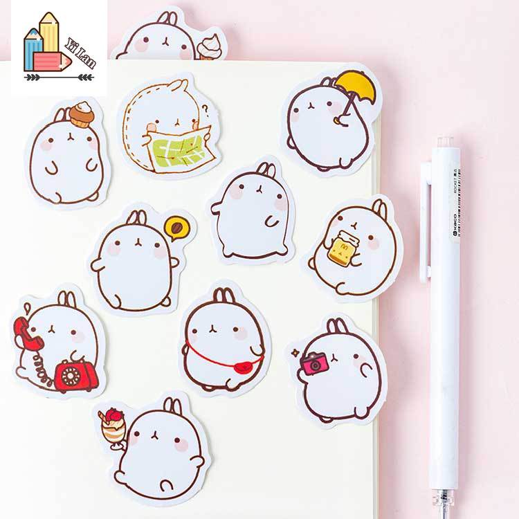 Set 46 Miếng Dán Hình Thỏ Trang Trí Sổ Tay/Nhật Ký DIY